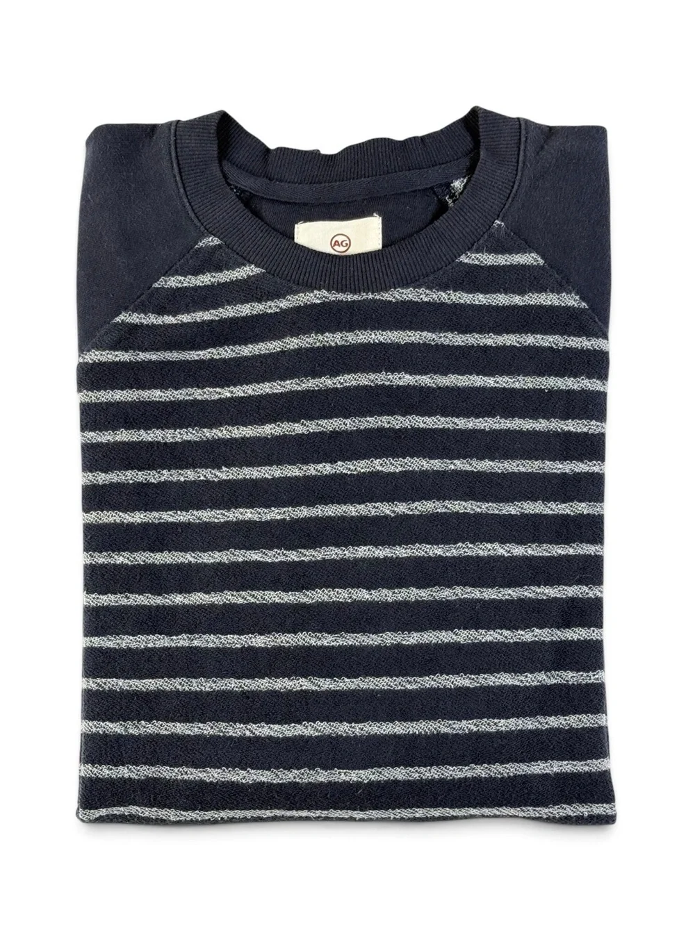 AG Adriano Goldschmied Striped Raglan Crewneck Sweater Navy Men’s Medium